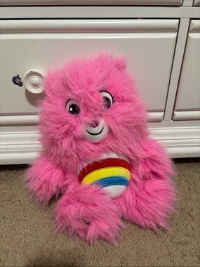 Plush Pink Rainbow Care Bear – Stuffed Animal